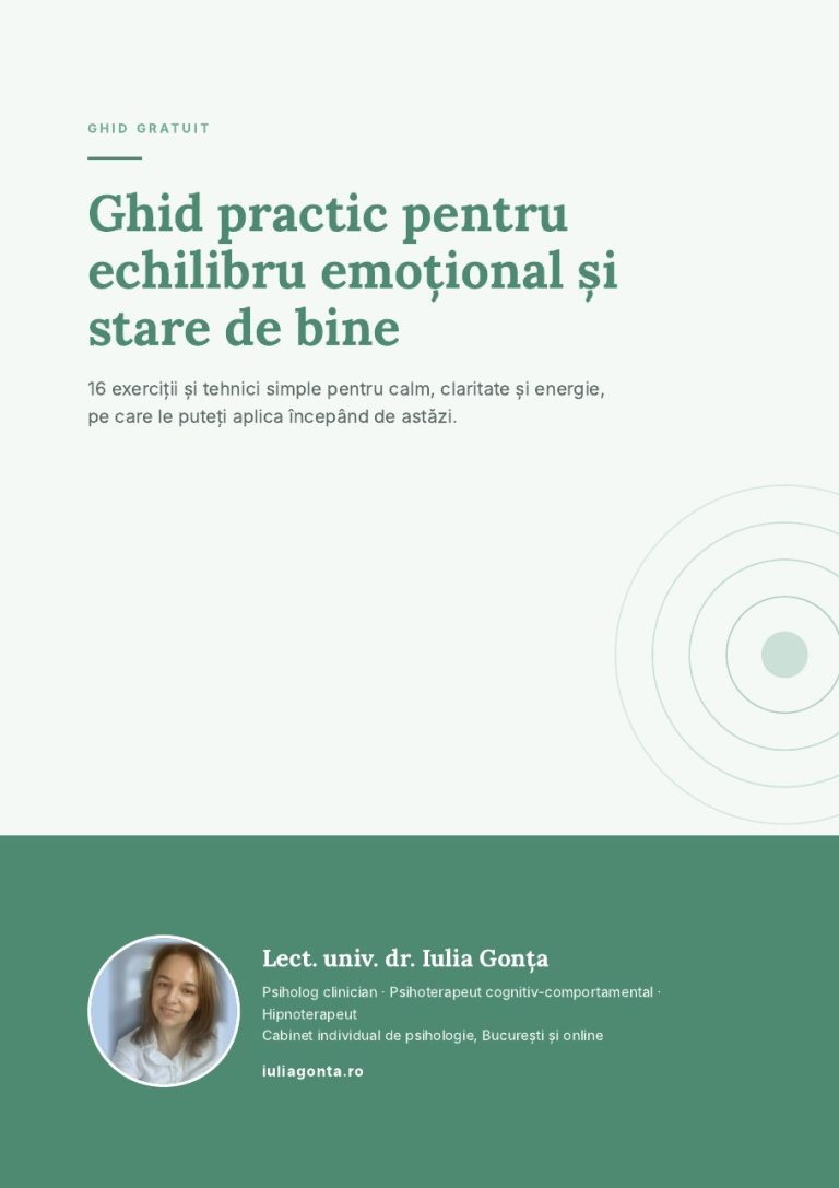 Copertă ghid gratuit: Ghid practic pentru echilibru emoțional și stare de bine – Iulia Gonța